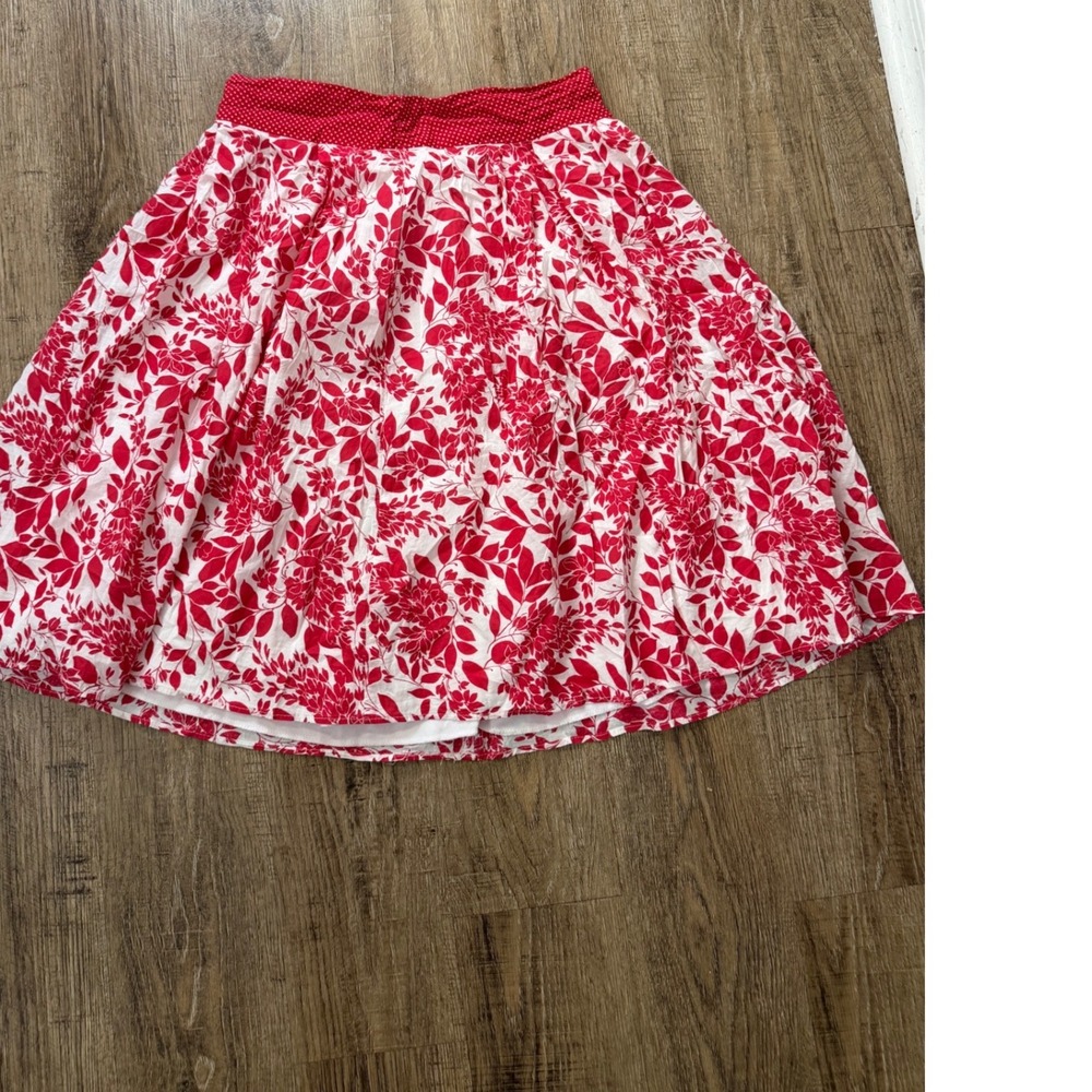 Ixia Red White Floral Polka Dot A-Line Skirt L Large Made in USA Boho Lined - Picture 2 of 7